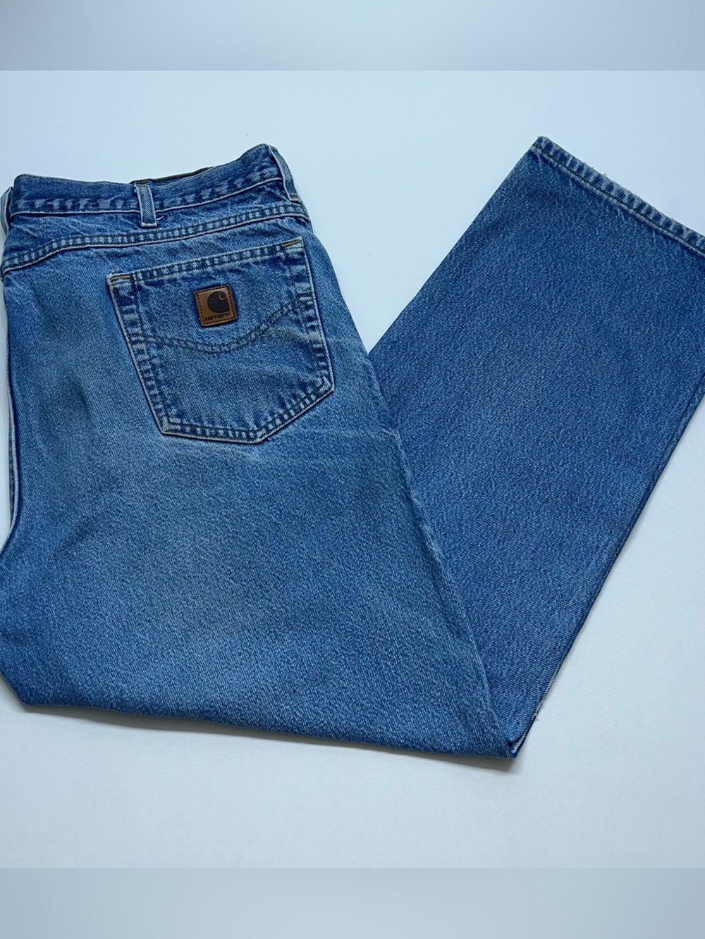 Carhartt B160 DST Blue Jeans Mens Size 40x30 Light Wash Wide Leg Denim - Picture 2 of 13